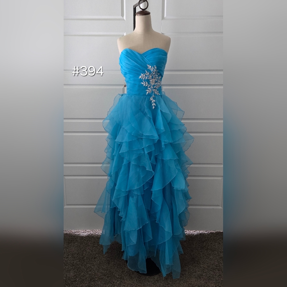 Grace Karin Blue Strapless Chiffon Prom Dress